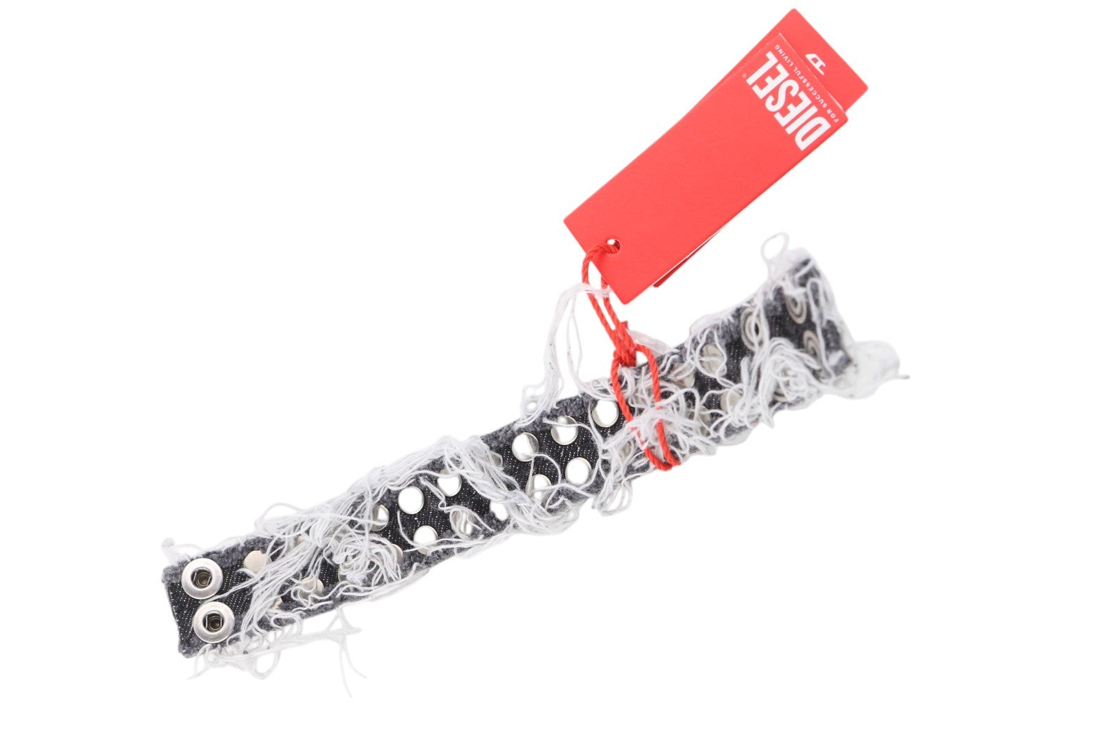 DIESEL A-Vets C moteriška apyrankė OS juoda džinsinio audinio siūlai sidabro atspalvis RRP 90 € 