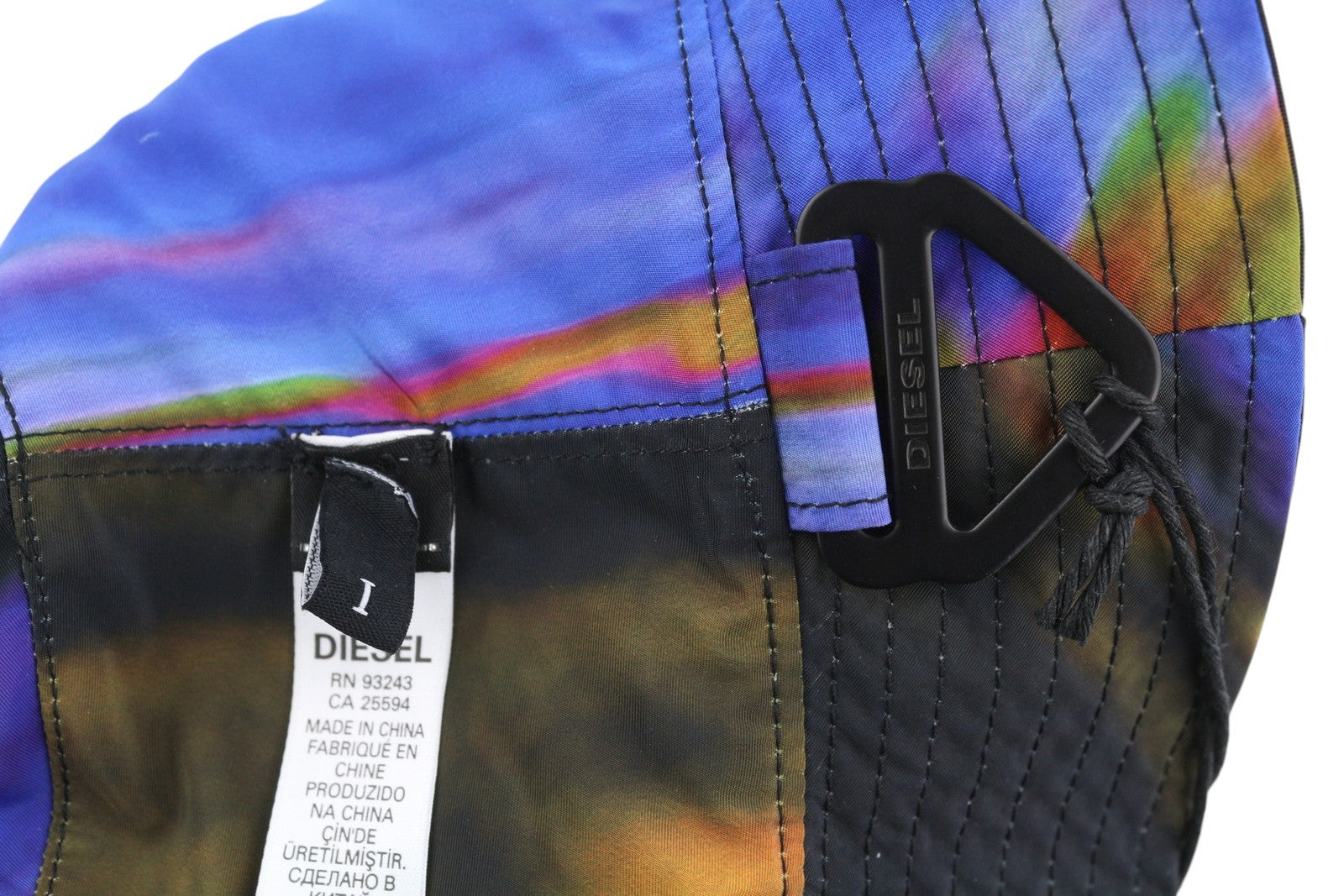 DIESEL Capes Men Hat OS Black Bucket Wool Blend Colourful Lining Logo Unisex