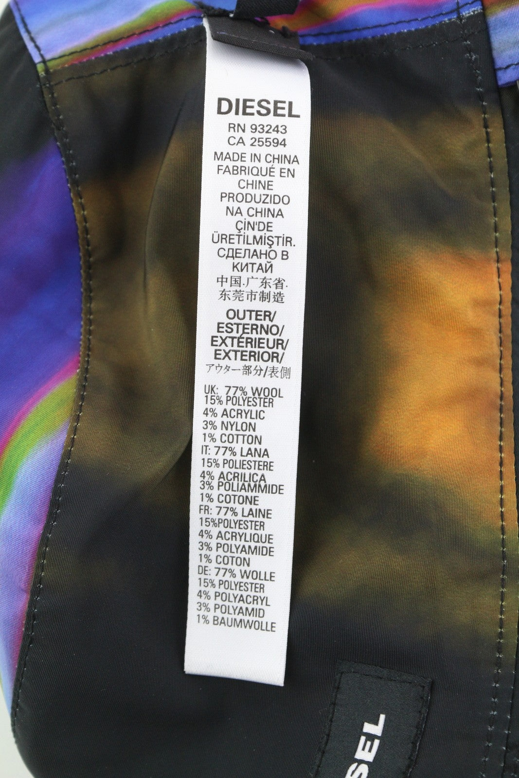 DIESEL Capes Men Hat OS Black Bucket Wool Blend Colourful Lining Logo Unisex