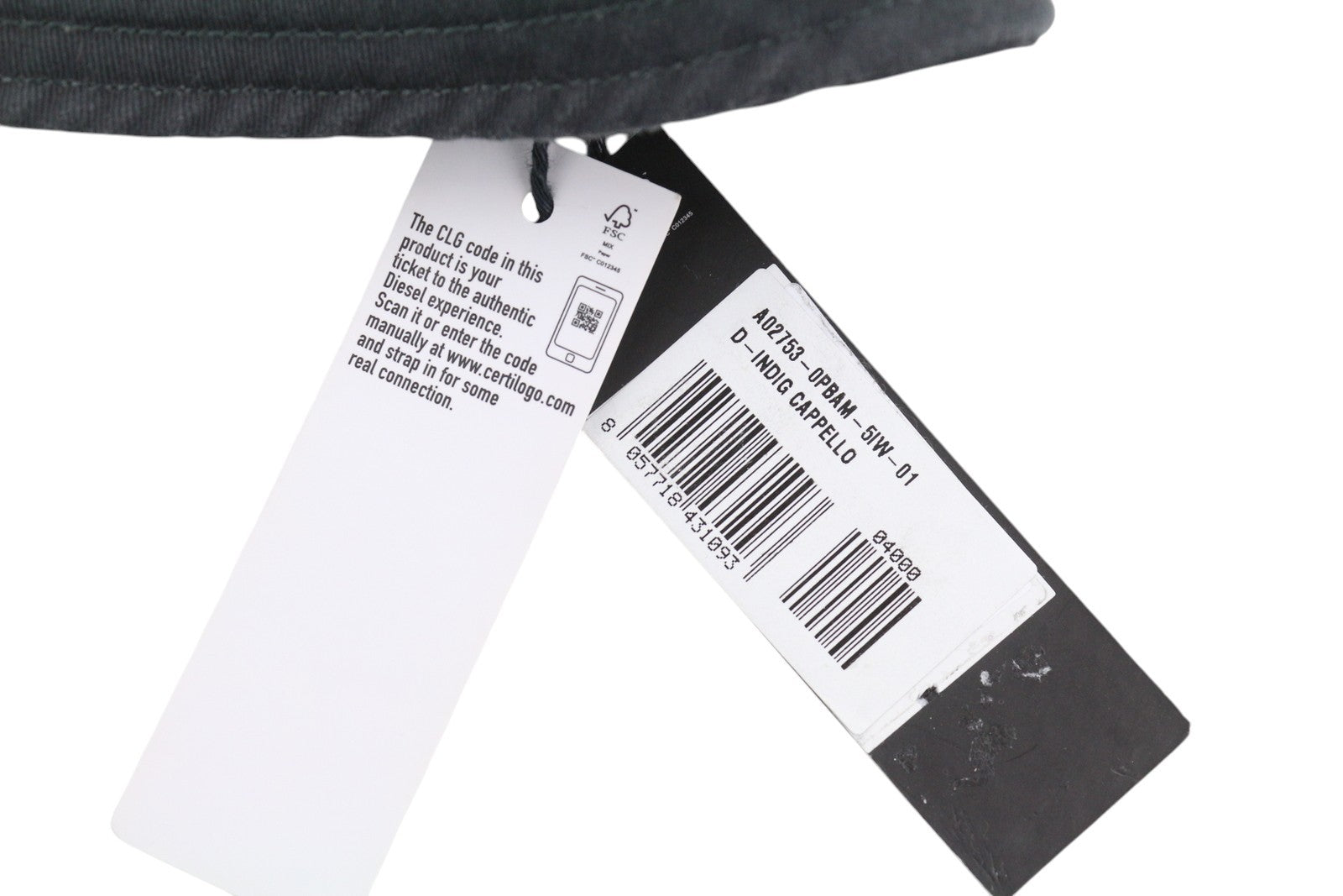 DIESEL D-Indig vyriška kepurė OS Black Bucket All Seasons Casual Patch Dark RRP 100 € 