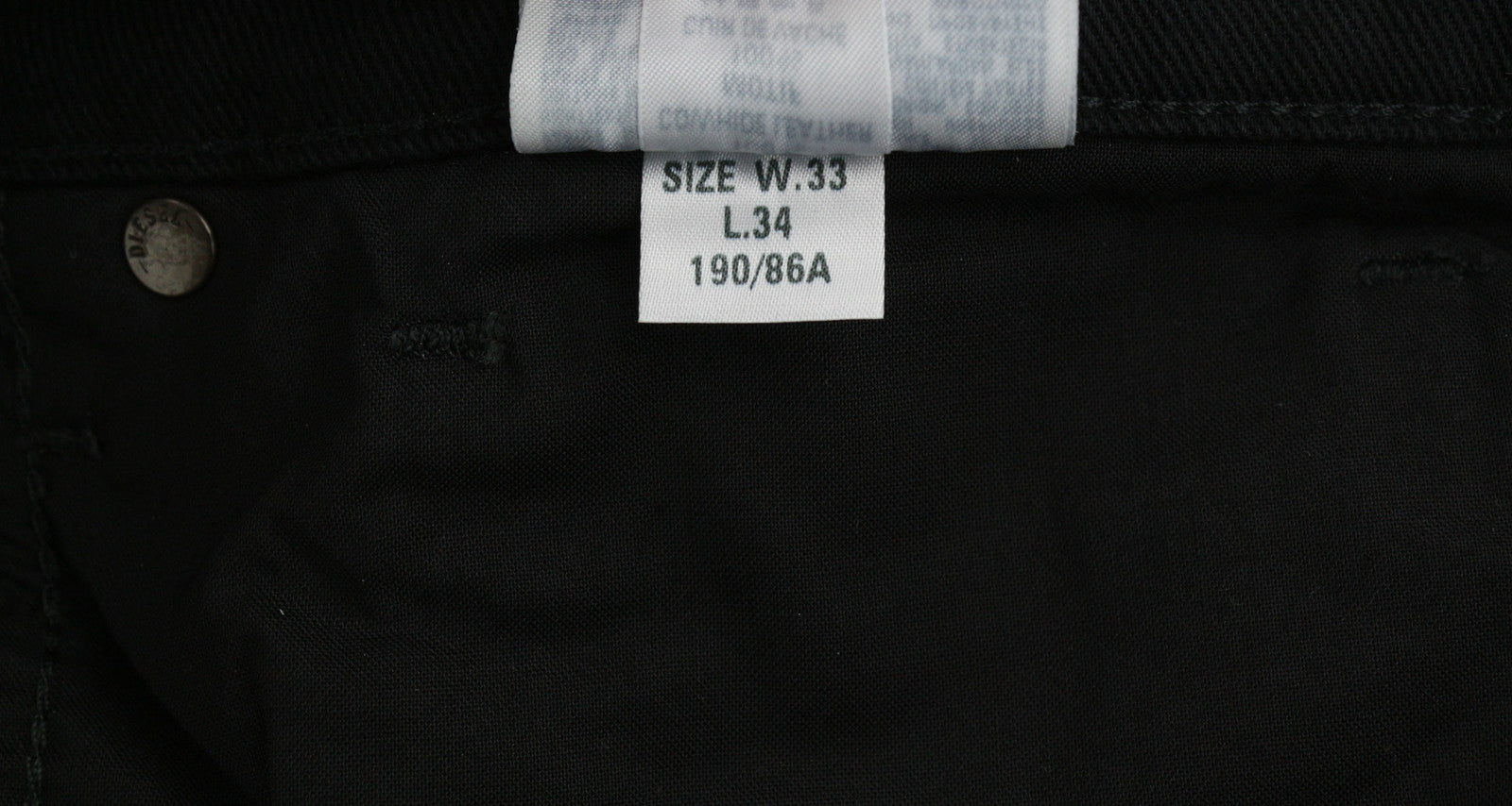 DIESEL D-Fining 0688H vyriški džinsai W33/L34, juodi, su sagomis, siaurėjantys, tamprūs. 