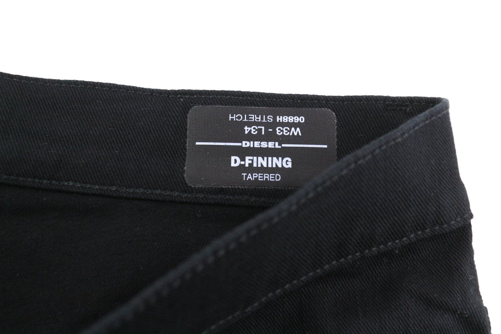 DIESEL D-Fining 0688H vyriški džinsai W33/L34, juodi, su sagomis, siaurėjantys, tamprūs. 