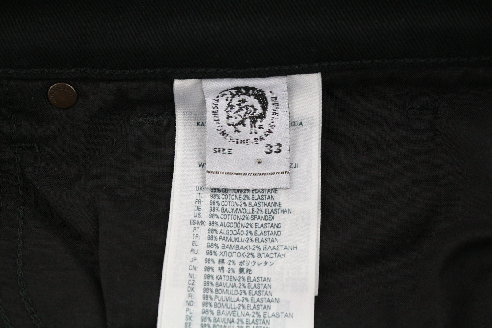 DIESEL D-Fining 0688H vyriški džinsai W33/L34, juodi, su sagomis, siaurėjantys, tamprūs. 