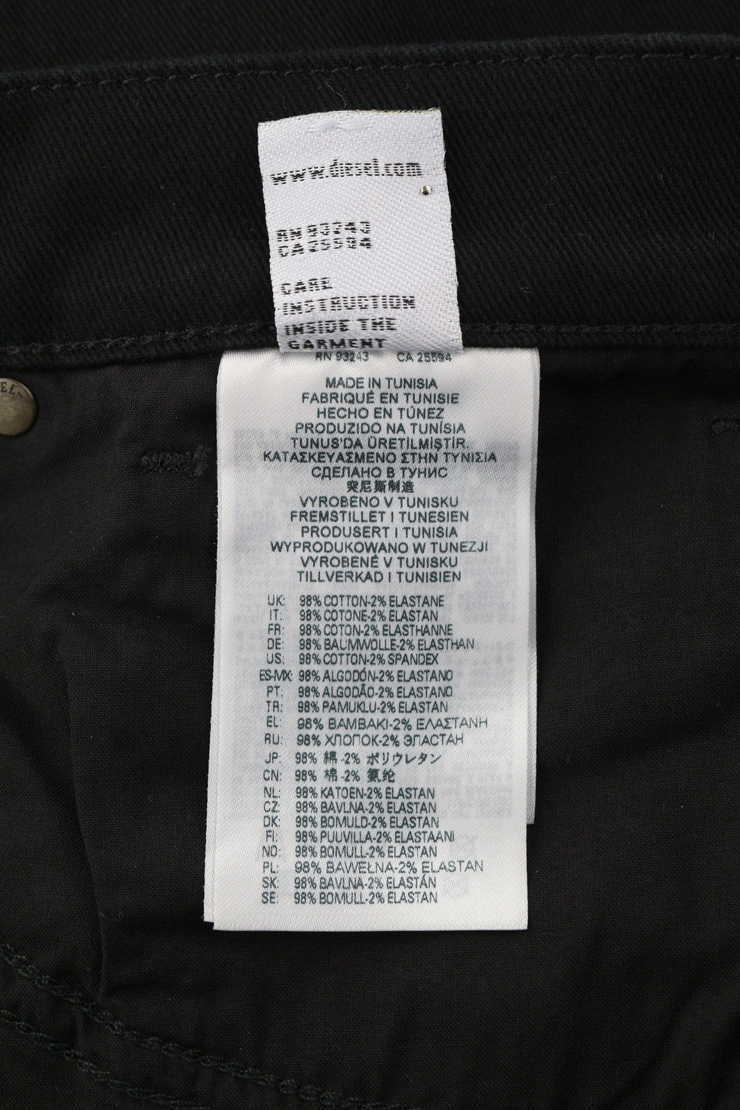 DIESEL D-Fining 0688H vyriški džinsai W33/L34, juodi, su sagomis, siaurėjantys, tamprūs. 