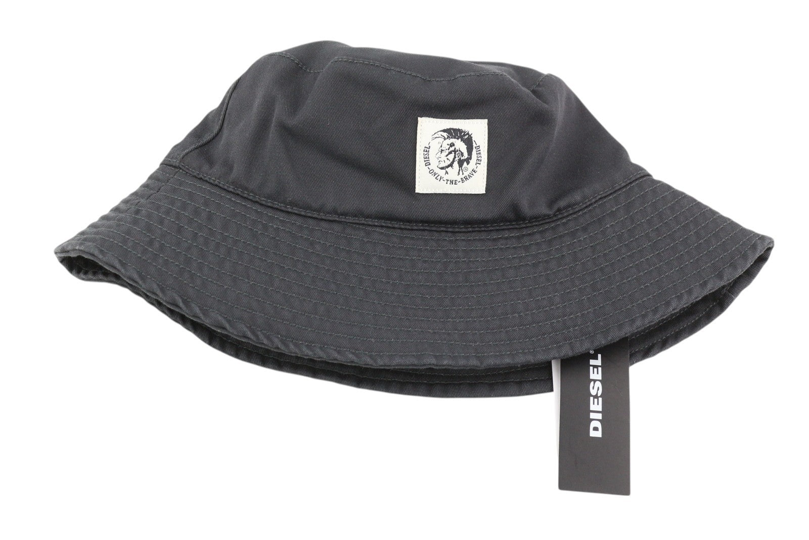DIESEL D-Indig Men Hat OS Black Bucket All Seasons Casual Patch RRP€100