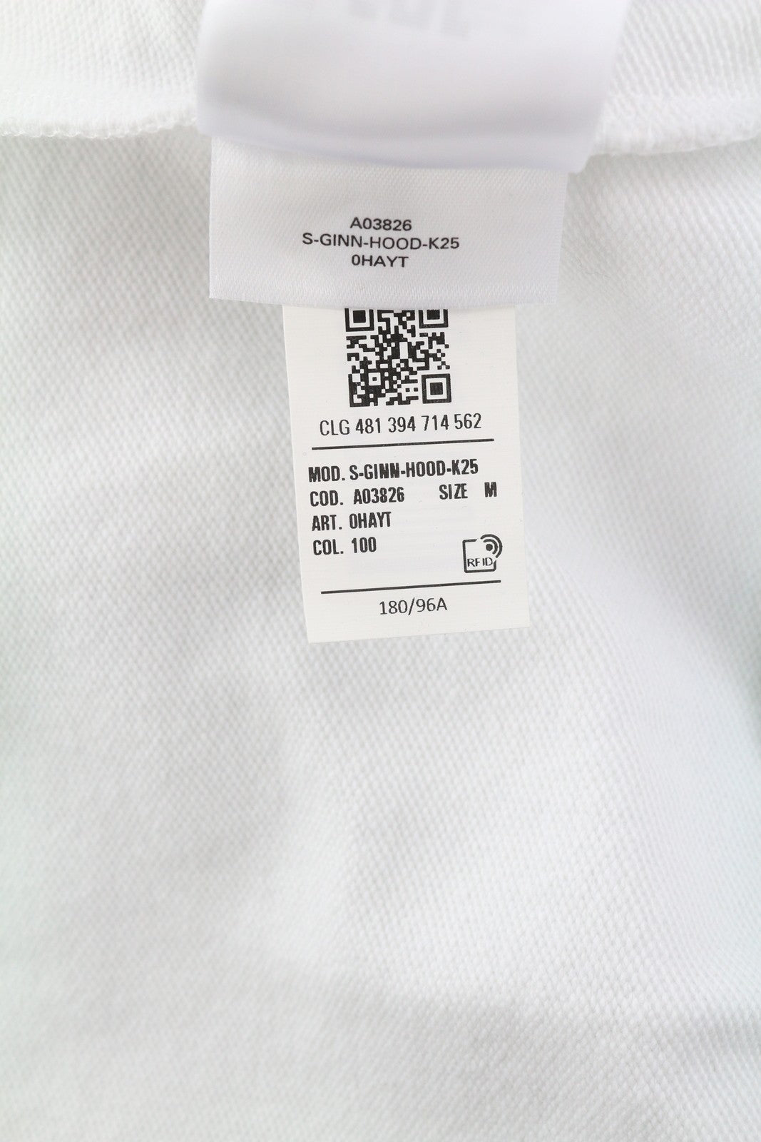 DIESEL S-Ginn-Hood-K25 vyriškas džemperis su gobtuvu M, baltas, su kengūros kišene, rekomenduojama kaina – 125 € 