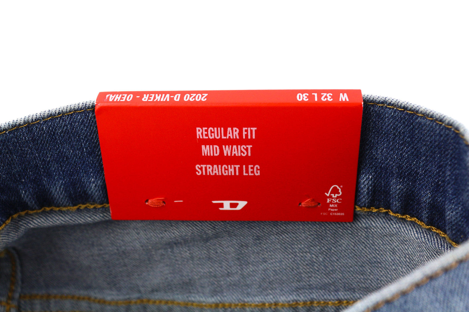 DIESEL 2020 D-Viker 0EHAJ vyriški džinsai W32/L30 vidutinio juosmens, įprasto kirpimo, tiesios klešnės 