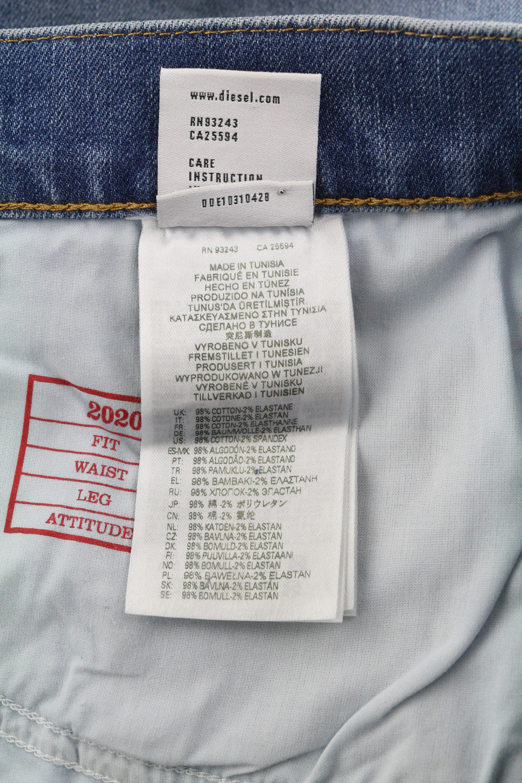 DIESEL 2020 D-Viker 0EHAJ vyriški džinsai W32/L30 vidutinio juosmens, įprasto kirpimo, tiesios klešnės 