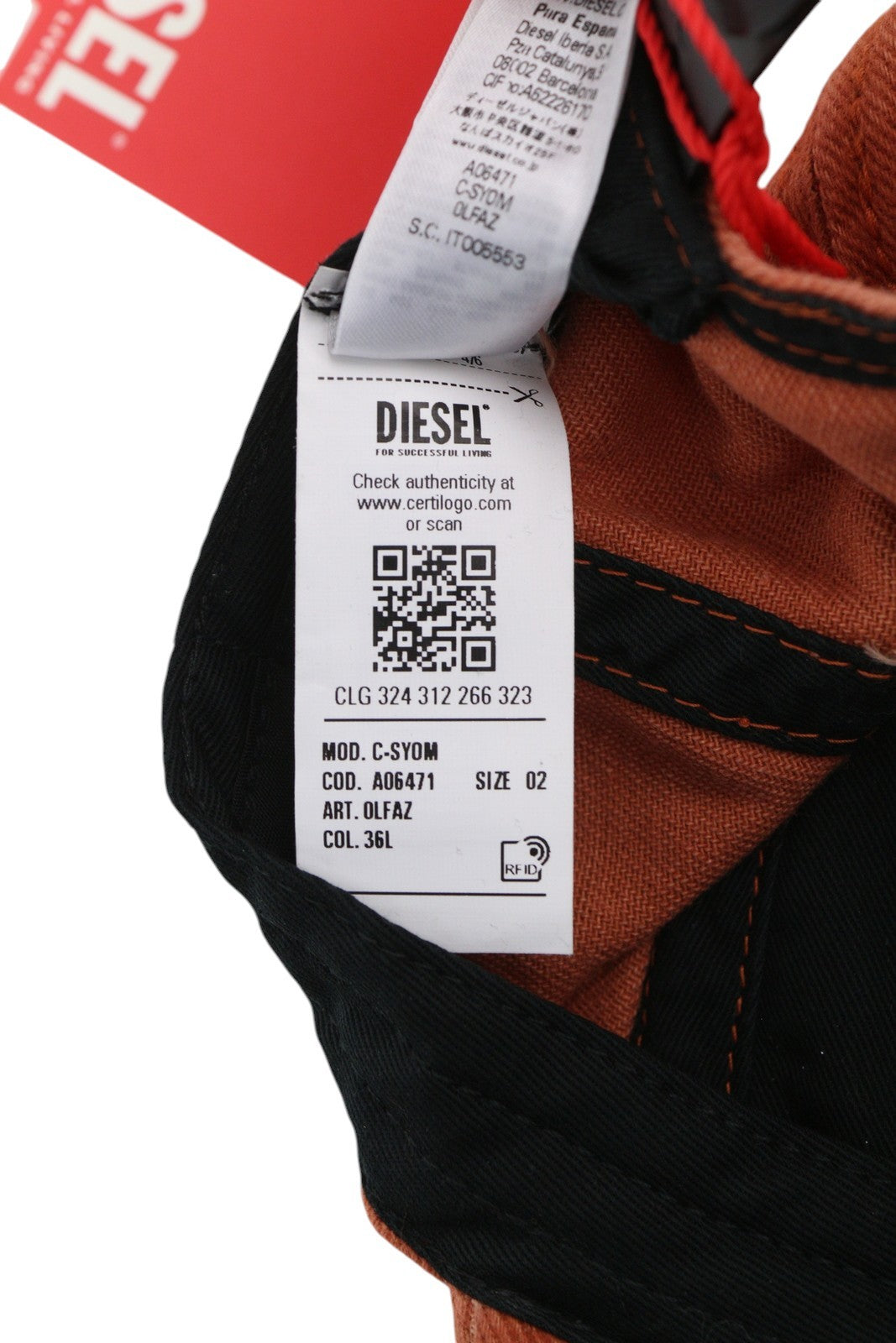 DIESEL C-Syom vyriška kepurė su oranžine beisbolo kepure, išsiuvinėtu logotipu ir medvilniniu logotipu, unisex 