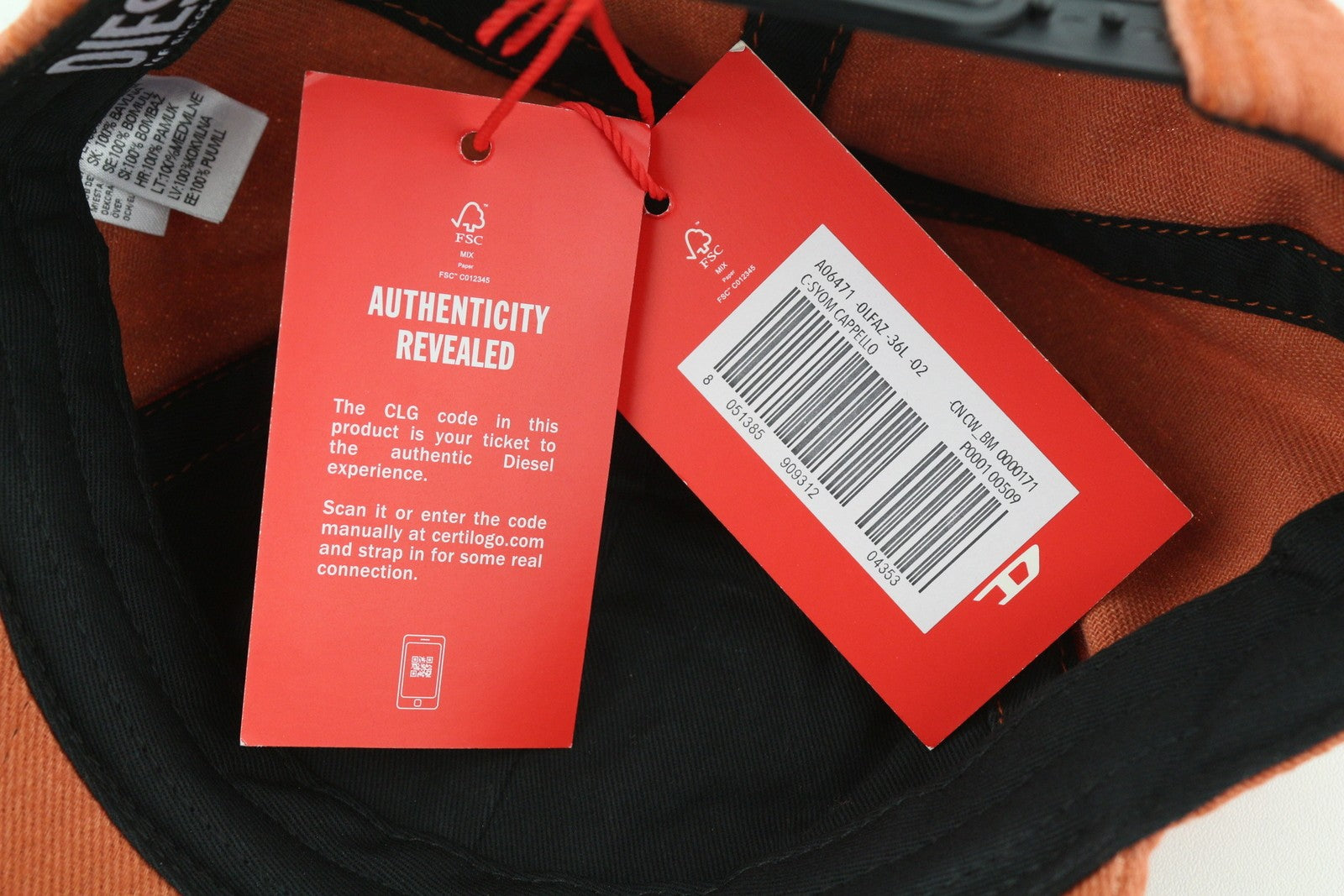 DIESEL C-Syom vyriška kepurė su oranžine beisbolo kepure, išsiuvinėtu logotipu ir medvilniniu logotipu, unisex 