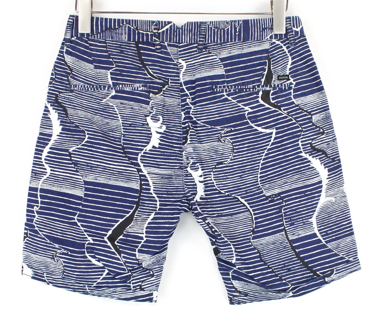 SCOTCH & SODA Ams Couture Men's Shorts W28 Blue Cotton Dyed Patterned
