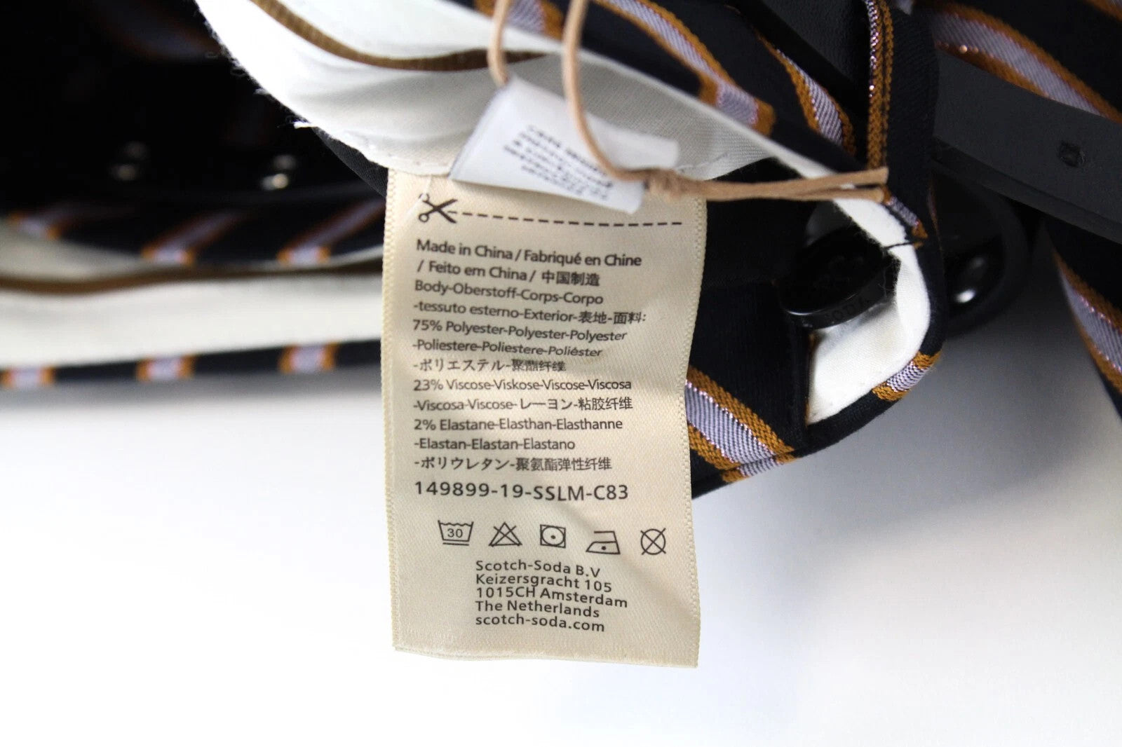 MAISON SCOTCH Women's Trousers XS Navy Striped Pleated Casual Belted