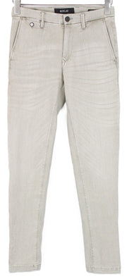 REPLAY Lehoen Men Chinos W27 Beige Cotton Hyperflex Washed Stretch Trousers