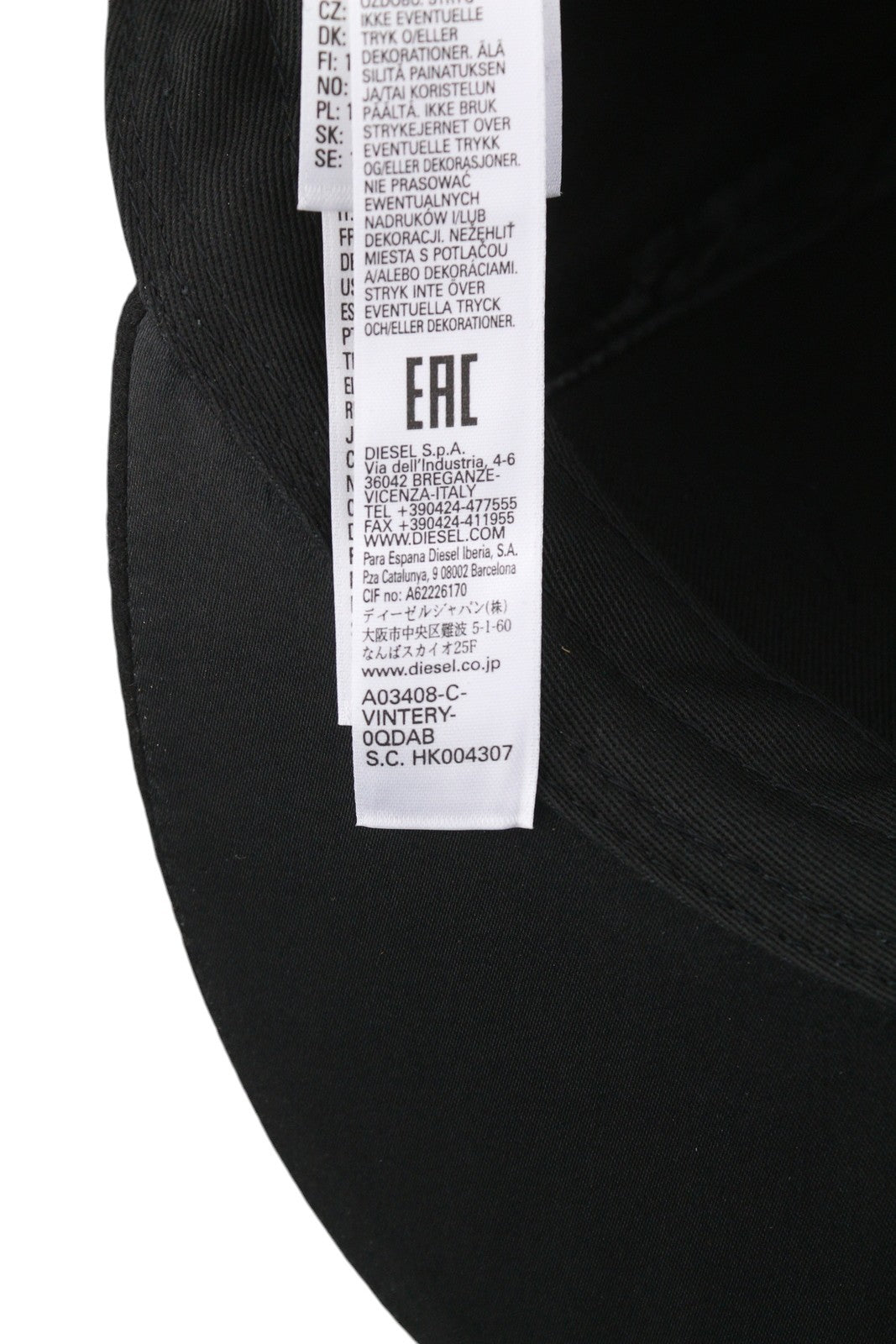 DIESEL C-Vintery vyriška kepurė OS juoda su užsegimu ant nugaros, vilnos mišinio, siuvinėtu logotipu ir unisex... 