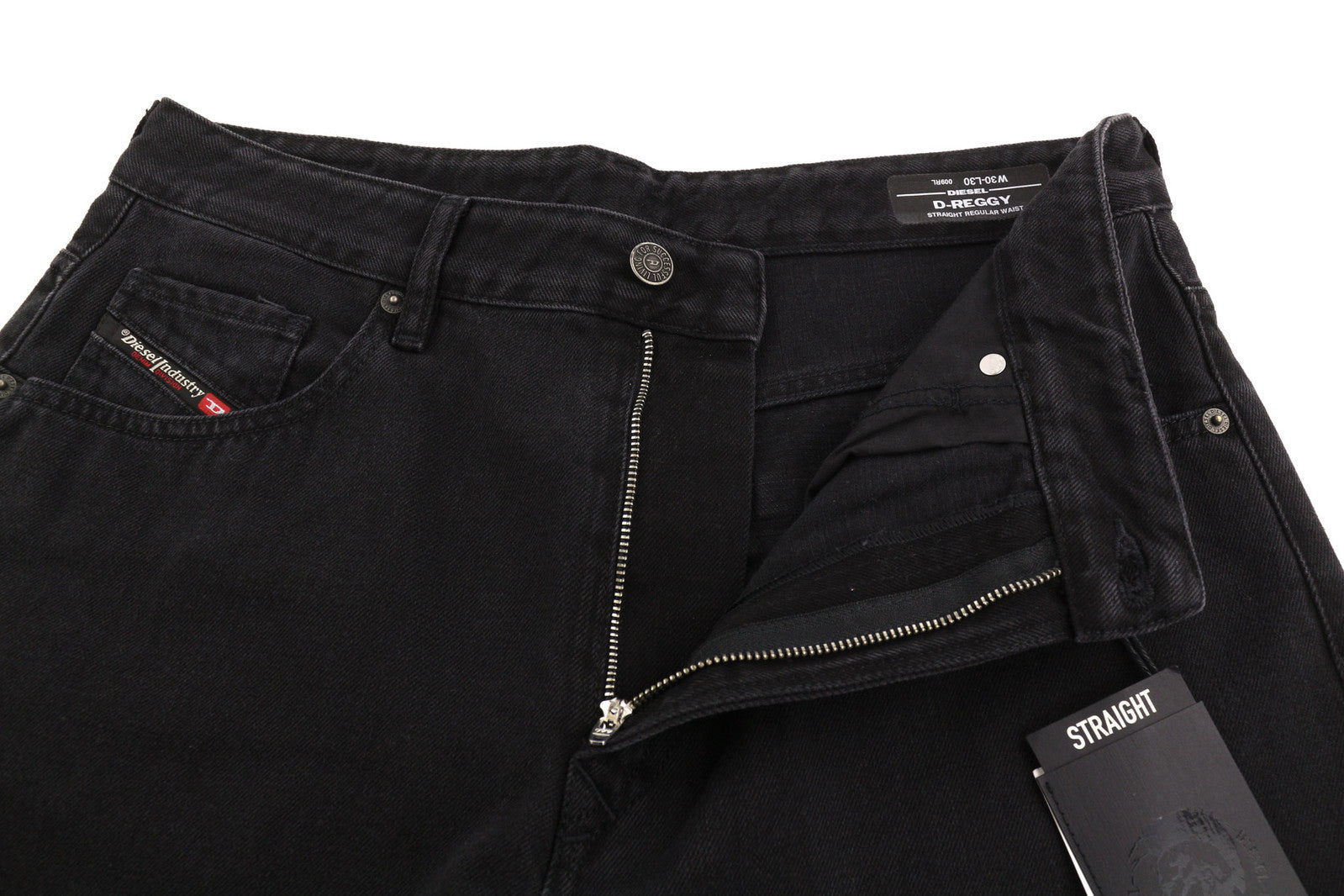 DIESEL D-Reggy 009RL Women Jeans W30/L30 Straight Regular Waist Zipper Denim