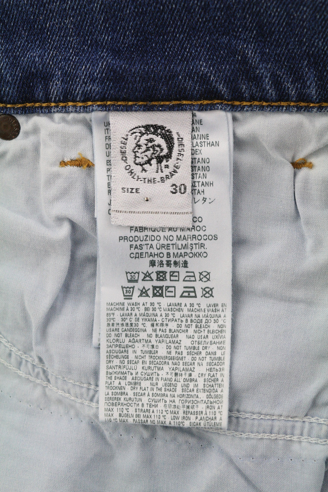 DIESEL D-Vider 0890X vyriški džinsai W30/L30 morkų kirpimo, tamprūs, skalbtos mėlynos spalvos 