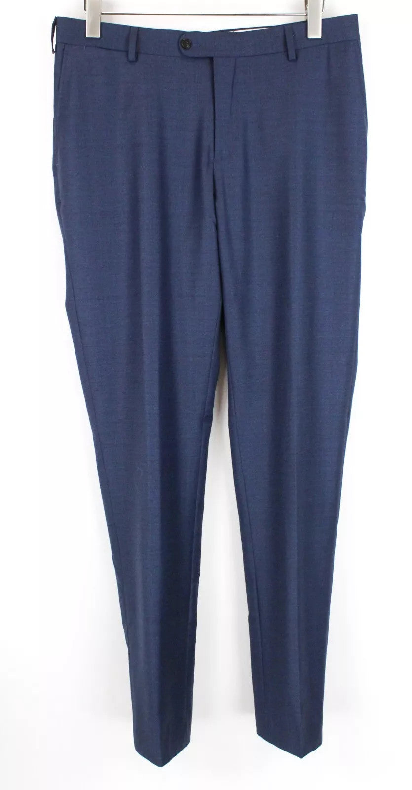 SUITSUPPLY Sienna Men's Trousers 42L Blue Pure Wool Pleated Formal Fit