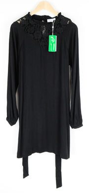 VILA Visuvita Women Dress EU40 Black Long Sleeve Laced Short Belted Tall Fit