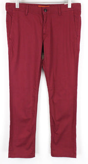 REPLAY Tom Men Trousers W34/L32 Red Cotton Stretch Straight Fit Smart Casual