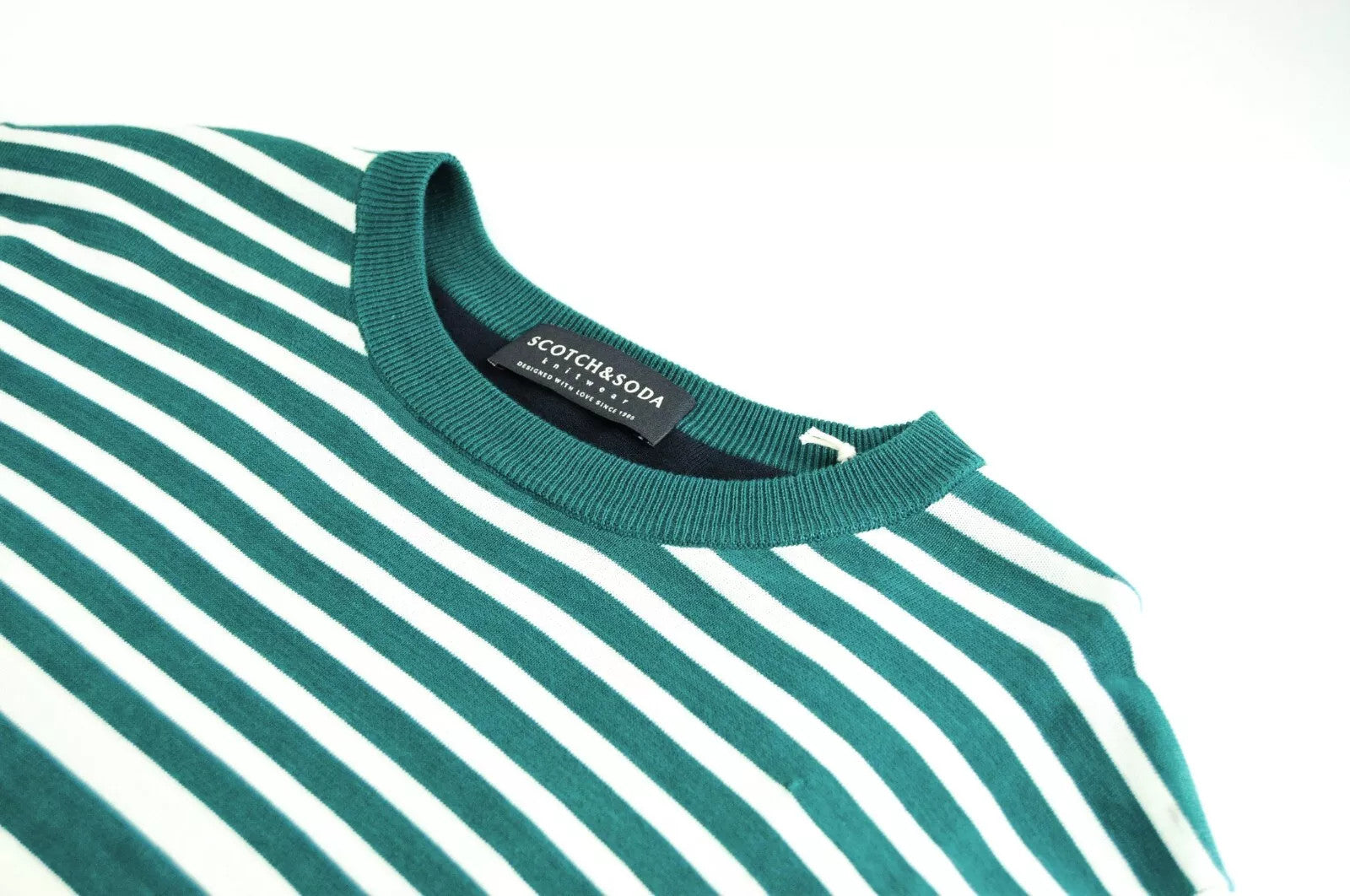 SCOTCH &amp; SODA Ams Couture vyriškas džemperis ~L žaliai dryžuotas medvilninis megztinis 