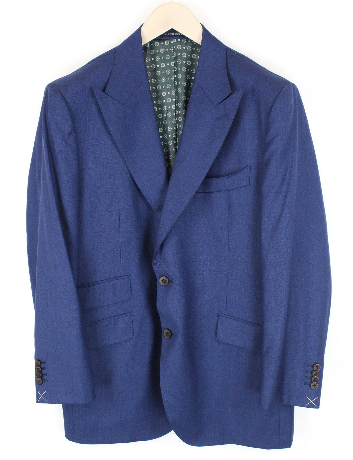 SUITSUPPLY La Spalla Mens Blazer UK46S Blue  Wool Peak Collar Single