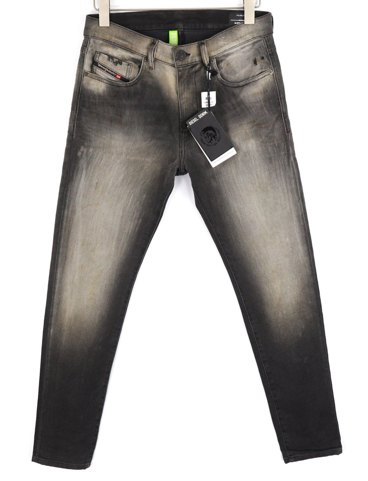 DIESEL D-Strukt Jogg 09B04 Men Jeans W30 Slim Stretch Logo Washed Black RRP€295