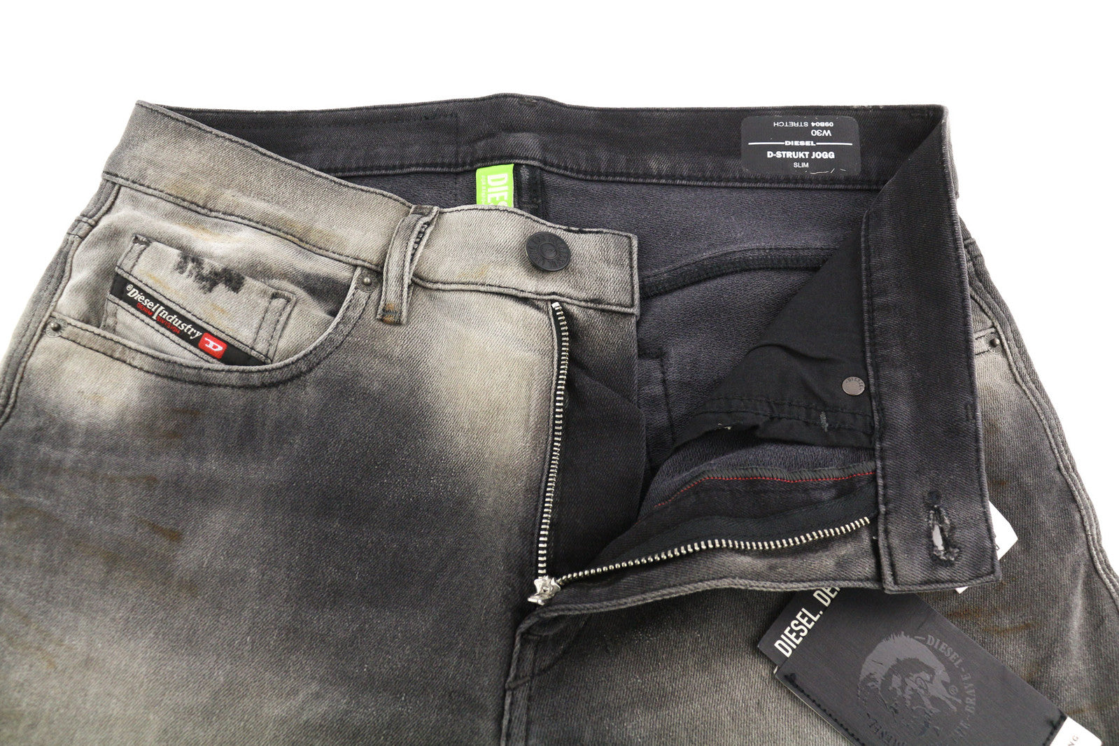 DIESEL D-Strukt Jogg 09B04 vyriški džinsai W30 Slim Stretch Logo Women's Black RRP 295 € 