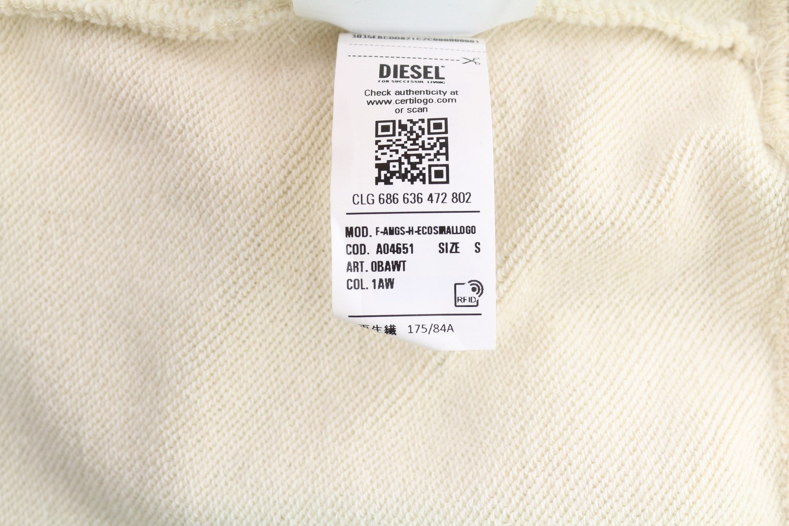 DIESEL F-Angs-H-Ecosmallogo moteriškas džemperis su gobtuvu S melanžo šviesiai geltonas megztinis 