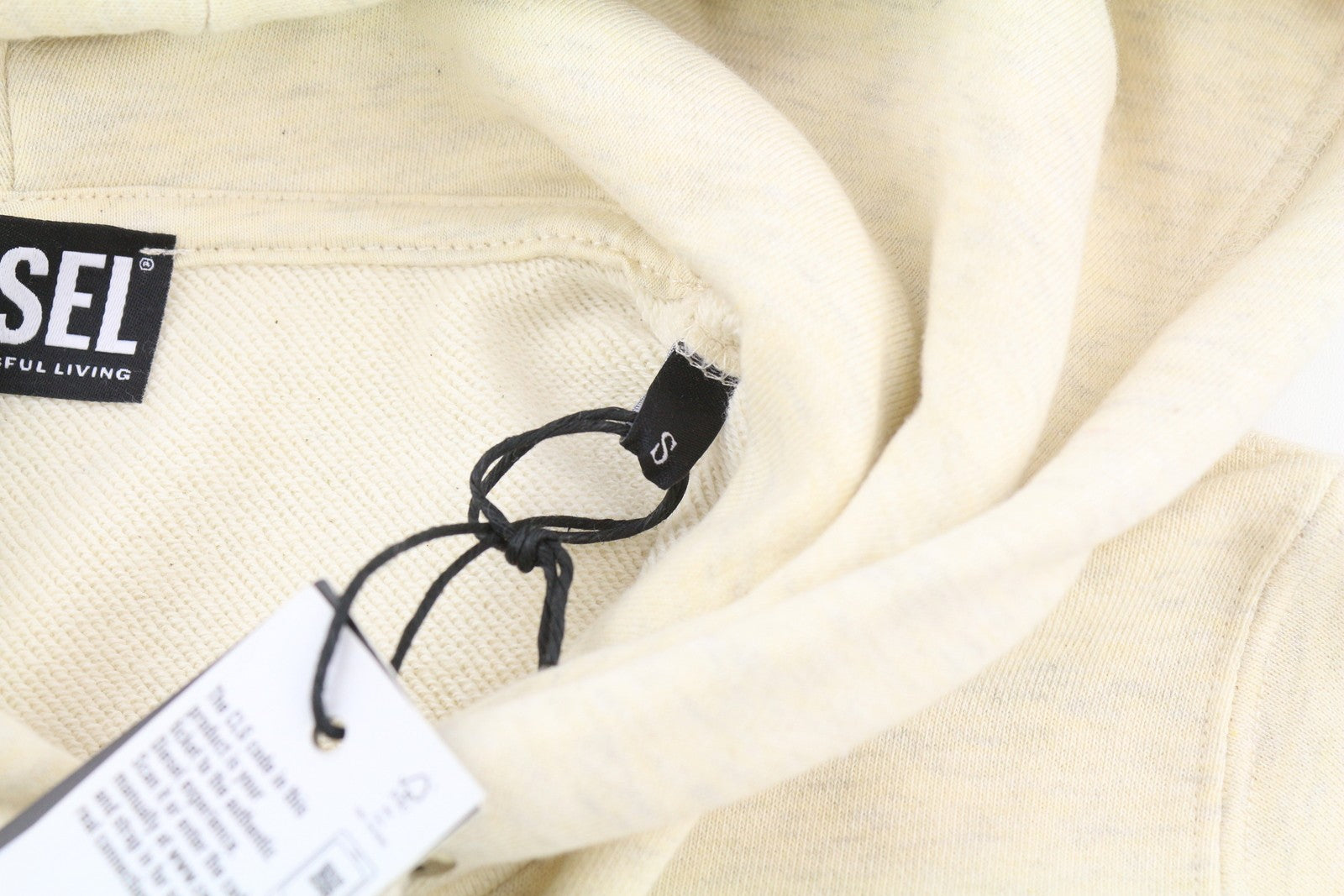 DIESEL F-Angs-H-Ecosmallogo moteriškas džemperis su gobtuvu S melanžo šviesiai geltonas megztinis 