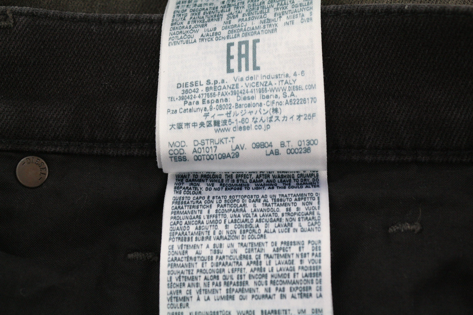 DIESEL D-Strukt Jogg 09B04 vyriški džinsai W30 Slim Leg Stretch, skalbtos juodos spalvos, RRP 295 € 