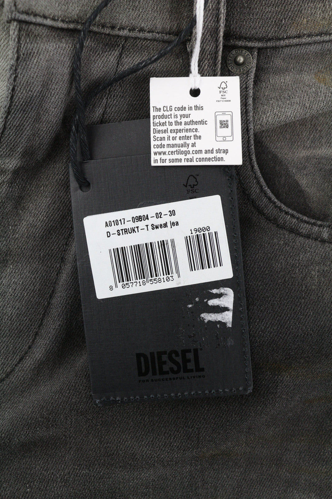 DIESEL D-Strukt Jogg 09B04 vyriški džinsai W30 Slim Leg Stretch, skalbtos juodos spalvos, RRP 295 € 