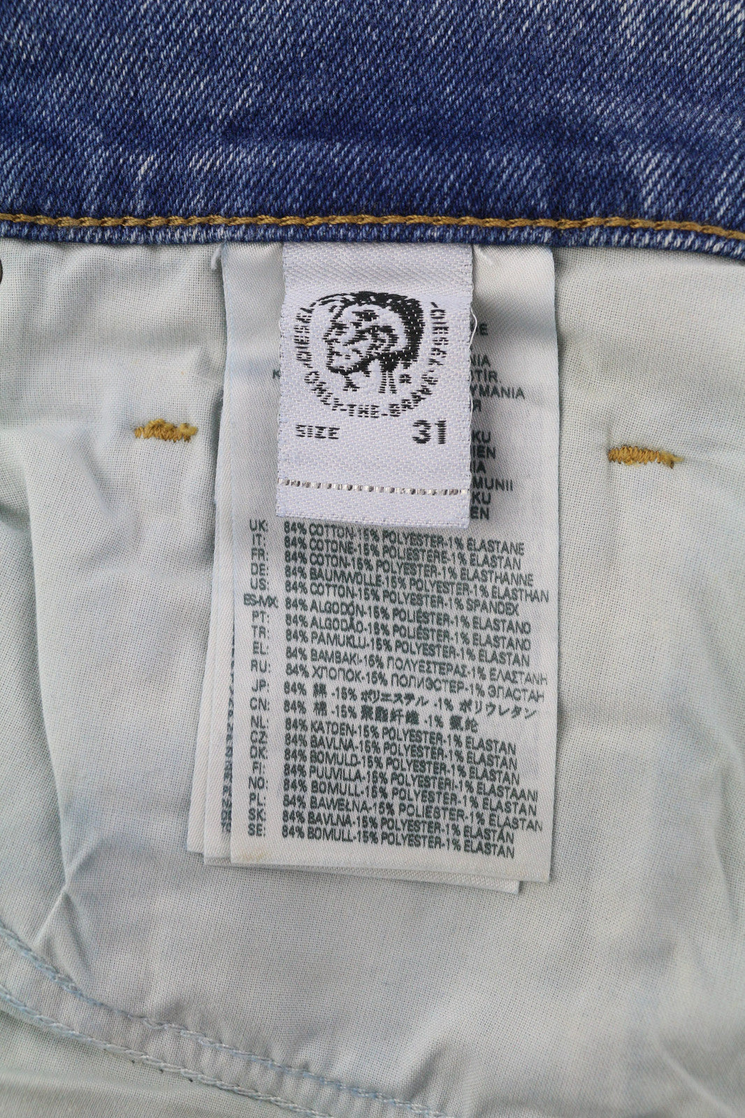 DIESEL D-Strukt 009MW vyriški džinsai W31/L32 Slim Stretch, dryžuoti, skalbtos mėlynos spalvos, RRP195 