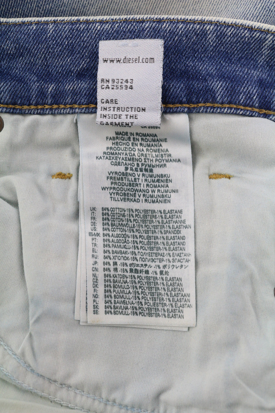 DIESEL D-Strukt 009MW vyriški džinsai W31/L32 Slim Stretch, dryžuoti, skalbtos mėlynos spalvos, RRP195 