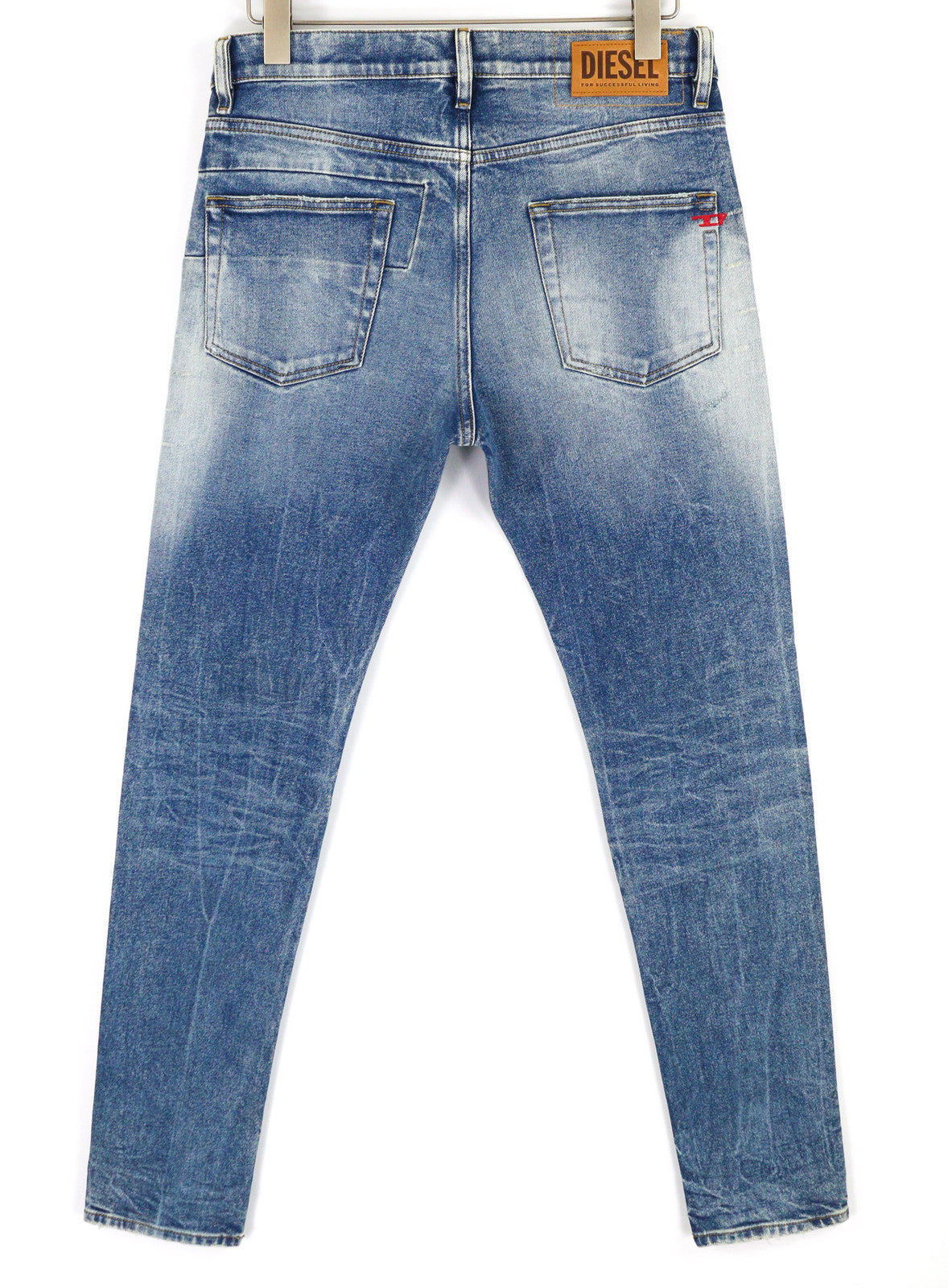 DIESEL D-Strukt 009MW vyriški džinsai W31/L32 Slim Stretch, dryžuoti, skalbtos mėlynos spalvos, RRP195 