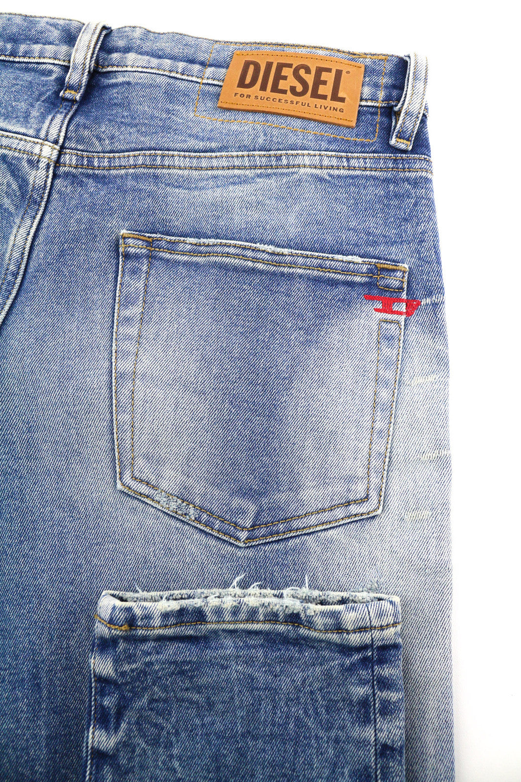 DIESEL D-Strukt 009MW vyriški džinsai W31/L32 Slim Stretch, dryžuoti, skalbtos mėlynos spalvos, RRP195 