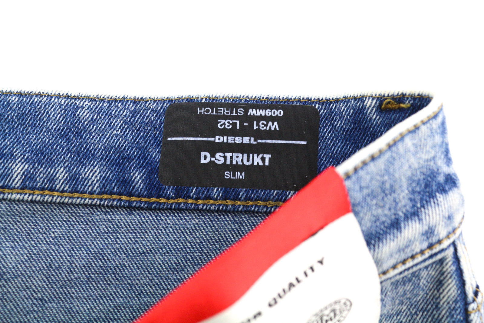DIESEL D-Strukt 009MW vyriški džinsai W31/L32 Slim Stretch, dryžuoti, skalbtos mėlynos spalvos, RRP195 