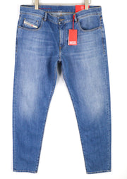 DIESEL 2019 D-Strukt 0EHAJ vyriški džinsai W40/L34 Slim Fit vidutinio juosmens, skalbtos mėlynos spalvos 