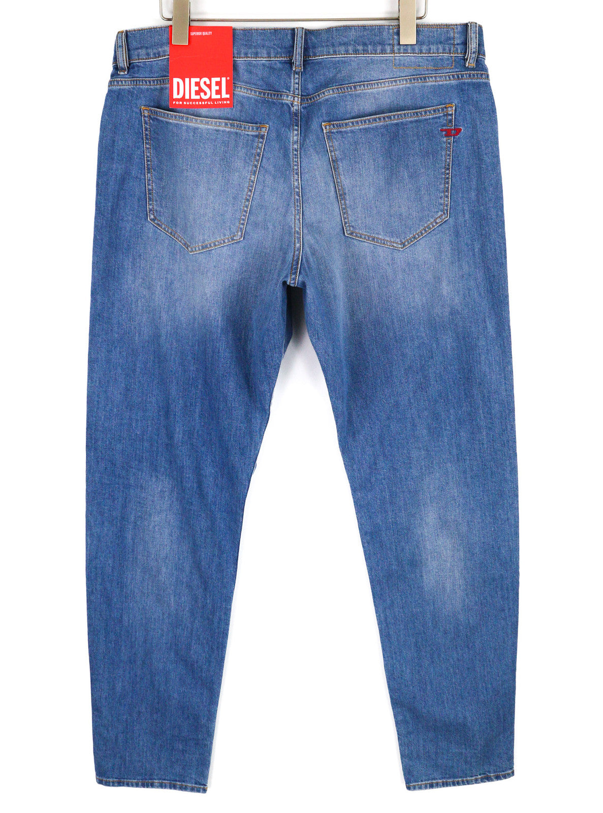 DIESEL 2019 D-Strukt 0EHAJ vyriški džinsai W40/L34 Slim Fit vidutinio juosmens, skalbtos mėlynos spalvos 