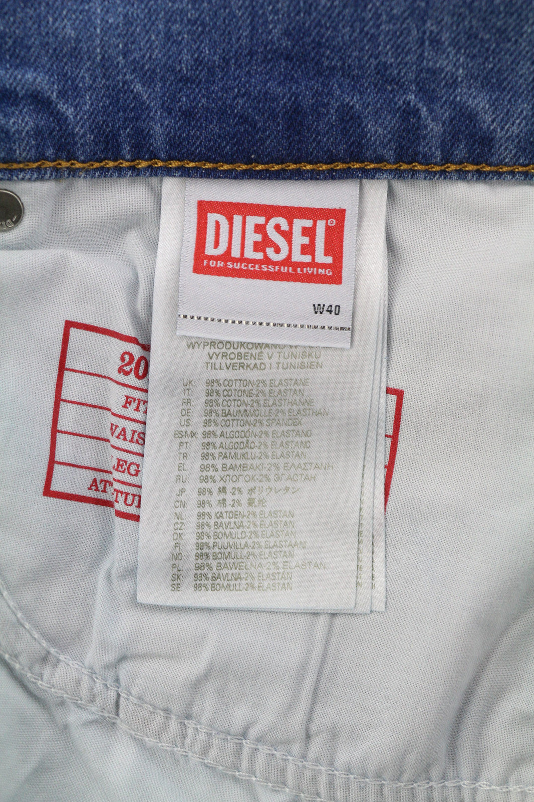DIESEL 2019 D-Strukt 0EHAJ vyriški džinsai W40/L34 Slim Fit vidutinio juosmens, skalbtos mėlynos spalvos 