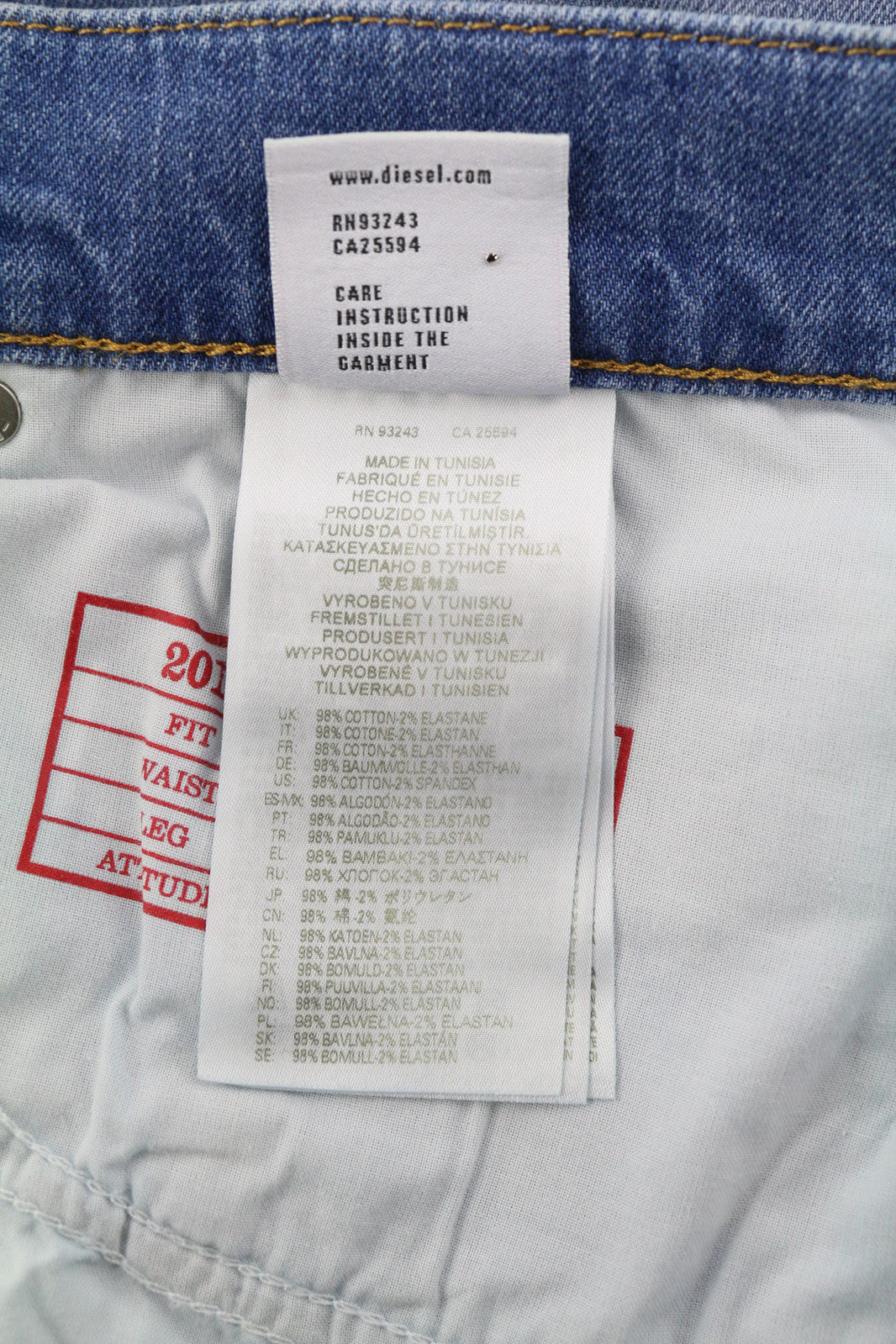 DIESEL 2019 D-Strukt 0EHAJ vyriški džinsai W40/L34 Slim Fit vidutinio juosmens, skalbtos mėlynos spalvos 