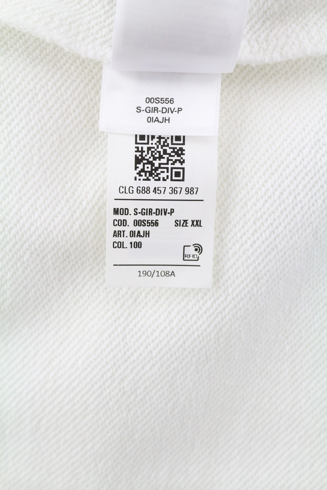 DIESEL S-Gir-Div-P vyriškas džemperis, 2XL, baltas, megztinis su apvalia kaklo iškirpte, logotipas, rekomenduojama kaina – 100 € 