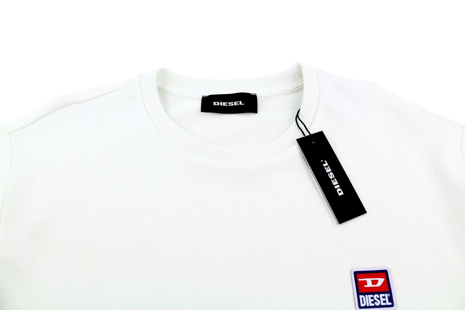 DIESEL S-Gir-Div-P vyriškas džemperis, 2XL, baltas, megztinis su apvalia kaklo iškirpte, logotipas, rekomenduojama kaina – 100 € 