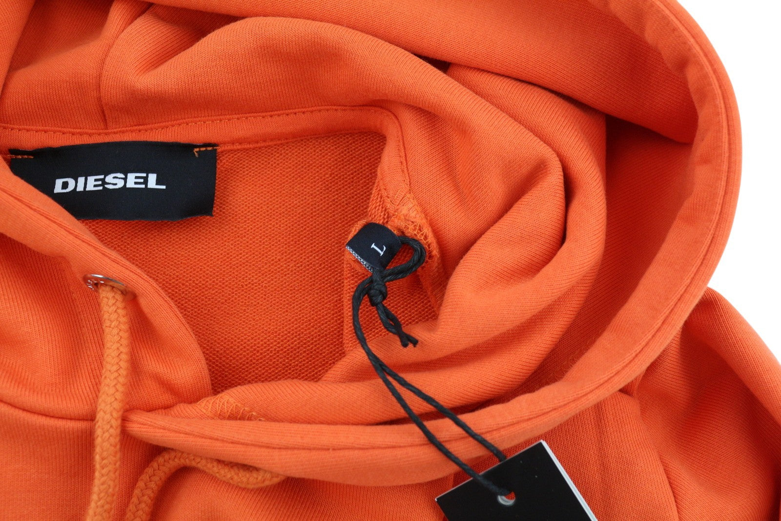 DIESEL S-Girk-Hood-K12 vyriškas džemperis su gobtuvu L dydžio, oranžinis, su kengūros kišene. RMK 130 €. 