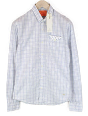 SCOTCH & SODA Ams Couture Men Shirt M White Checkered Button-Up Long Sleeve