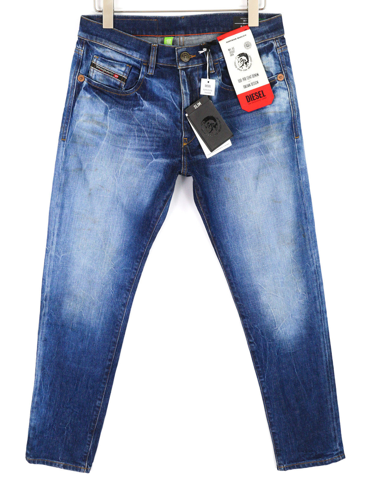 DIESEL D-Strukt 09A13 vyriški džinsai W32/L30 Slim Stretch Logo Washed Blue RRP 295 € 