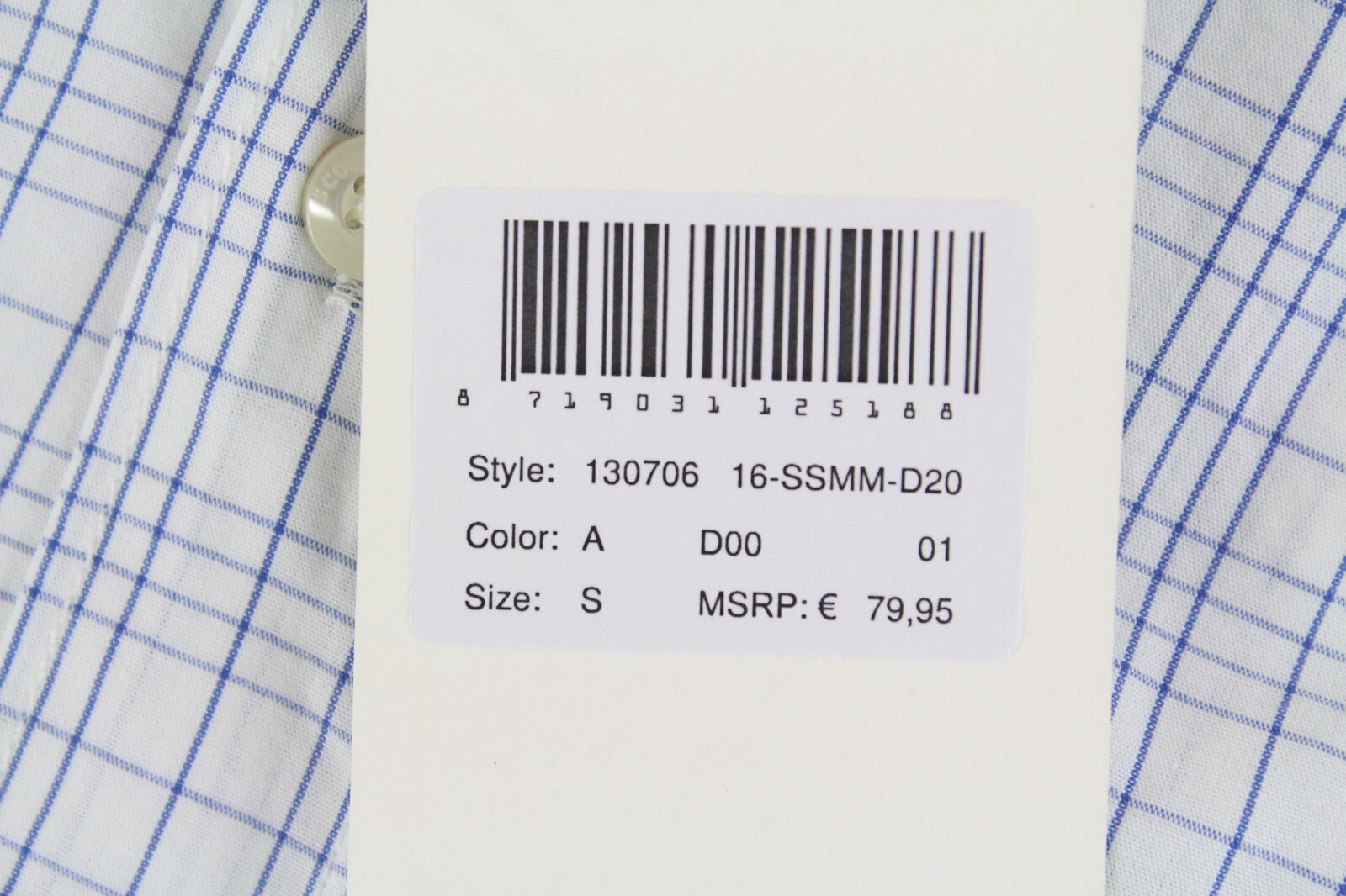 SCOTCH & SODA Ams Couture Men Shirt S White Checkered Long Sleeve Button-Up