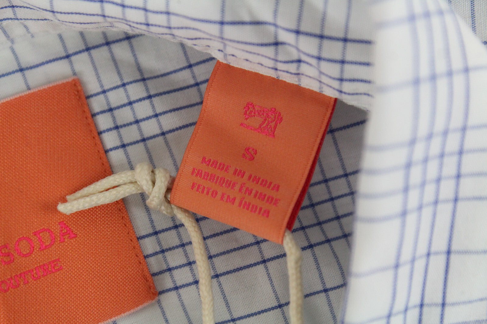 SCOTCH & SODA Ams Couture Men Shirt S White Checkered Long Sleeve Button-Up