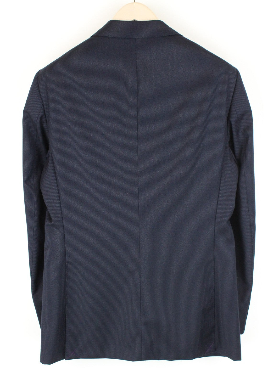 „SUITSUPPLY Lazio“ vyriškas švarkas UK40R, tamsiai mėlynas, vilnonis „Super 110“ plonas dryžuotas pamušalas 