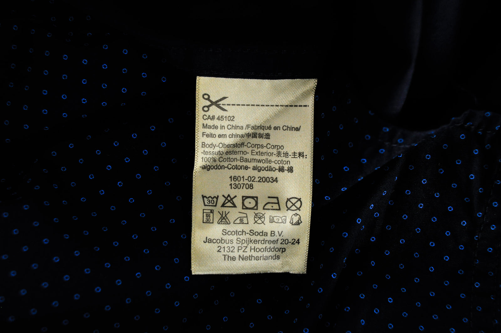 SCOTCH & SODA Men's Navy Shirt S Cotton Dot Pattern Long Sleeve Smart Casual