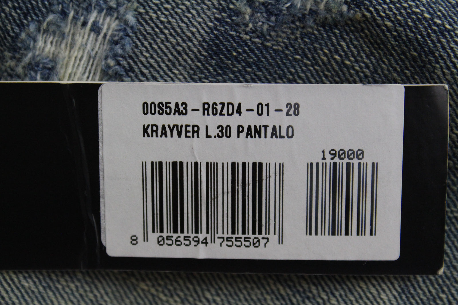 DIESEL Krayver R6ZD4 vyriški mėlyni džinsai W28/L30 Slim morkų rašto plėšytos medvilnės tamprės 